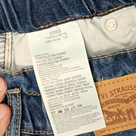 Levi Jean Cotton Chic High Rise Pull-on Girl 12 Reg Elastic Waist Mid Wash Blue - Picture 7 of 13